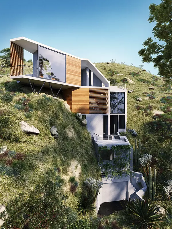 Thiết kế kiến trúc nhà tùy chỉnh trên đồi Hollywood