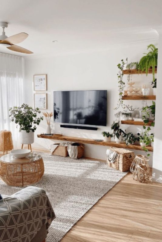 Trang trí kệ tivi phòng khách tối giản hiện đại mới nhất